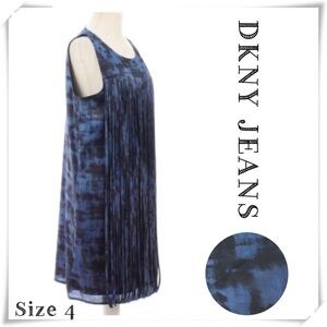 Dkny Jeans Tie Dye Fringe Shift Dress In Blue/Black